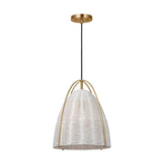 Visual Comfort GLP1081 Norman 1-lt 14" LED Medium Pendant - Satin Brass with Chalk Wicker