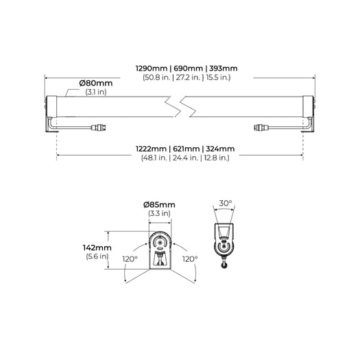 Core ICON 24" IP69K LED Linear Light, 120V-277V, 20Β° x 40Β°, 0-10V Dimming