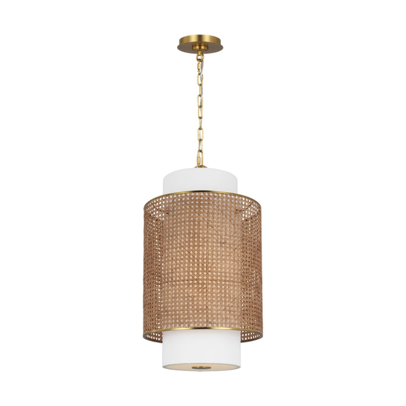 Visual Comfort KSP1171 Sawyer 1-lt 15" LED Small Hanging Pendant - Blonde Rattan