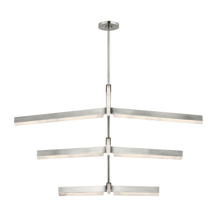 Visual Comfort KWCH705 Linea 6-lt 56" 3-Tier LED Chandelier - Antique Nickel