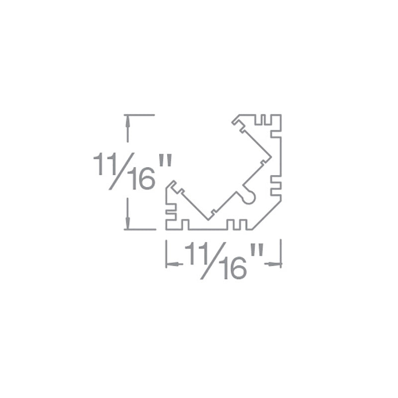 WAC LED-T-CH2 InvisiLED 5-ft Aluminum Surface Mounted 45° Angled Channel