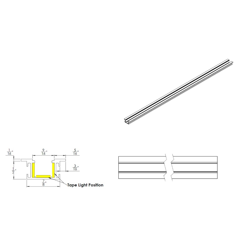 WAC LED-T-RCH5 8-ft Aluminum Channel Slim Recessed Trim