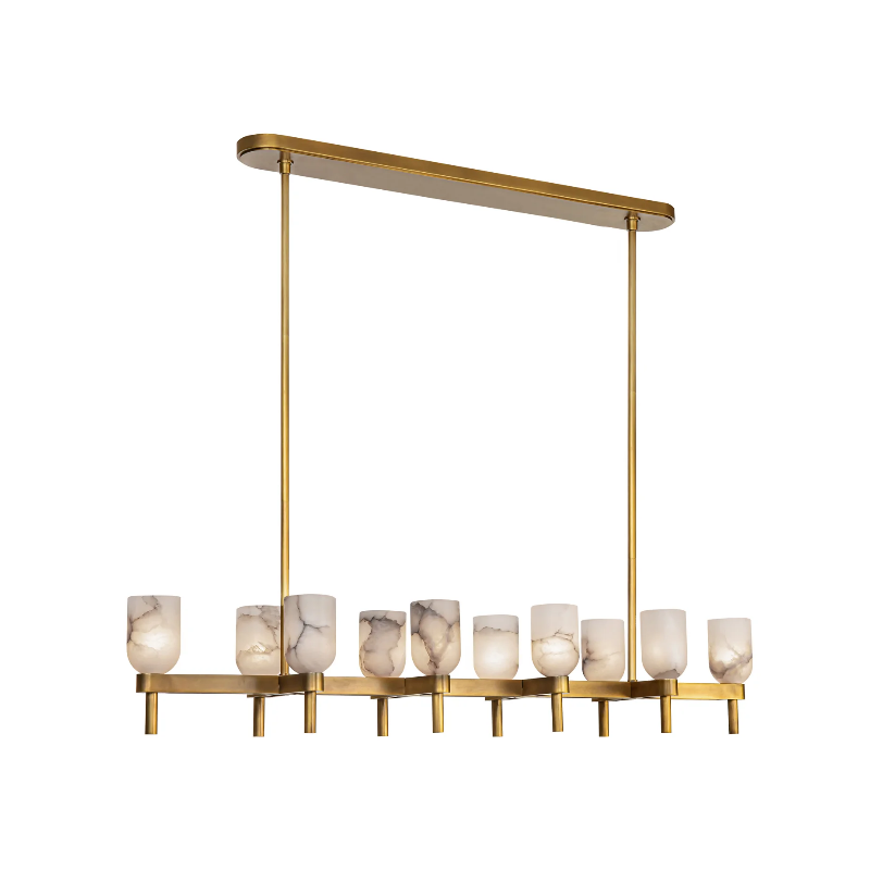 Alora LP338052 Lucian 10-lt 52" Linear Pendant - Vintage Brass/Alabaster