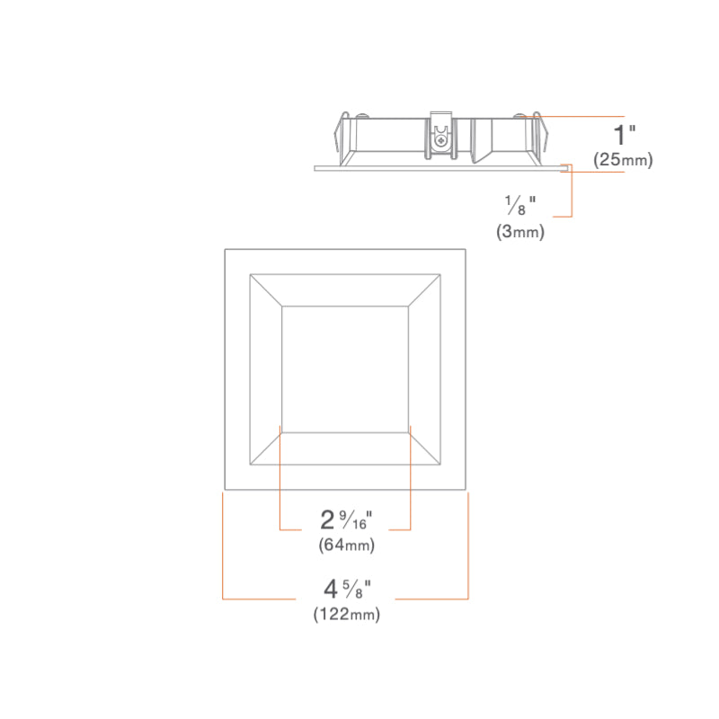 DMF M4TSA M Series 4" Square Adjustable Beveled Trim