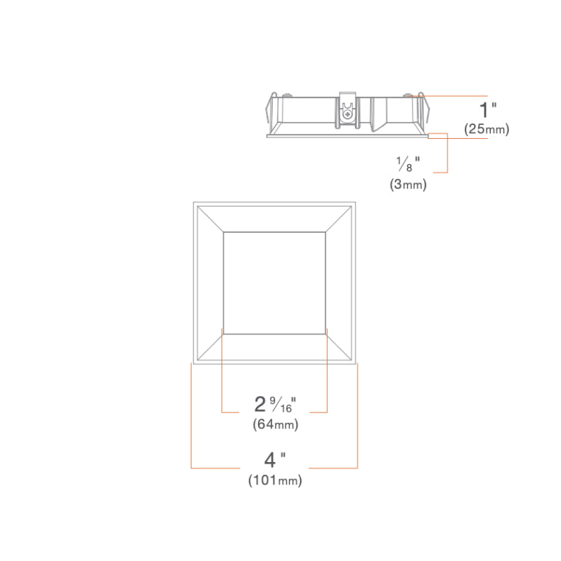 DMF M4TSA M Series 4" Square Adjustable Beveled Flangeless Trim