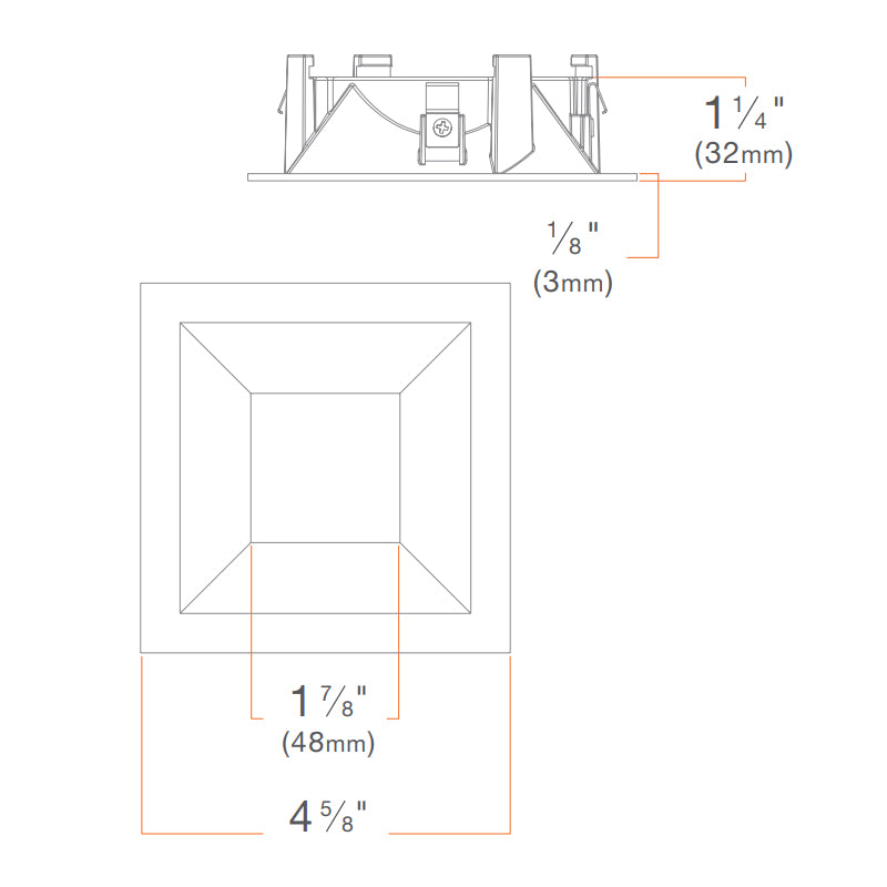 DMF M4TSS M Series 4" Square Beveled Trim with EM Test Switch