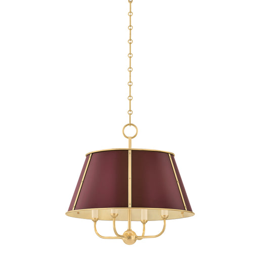 Hudson Valley MDS120 Cambridge 4-lt 20" Chandelier - Aged Brass/Soft Crimson