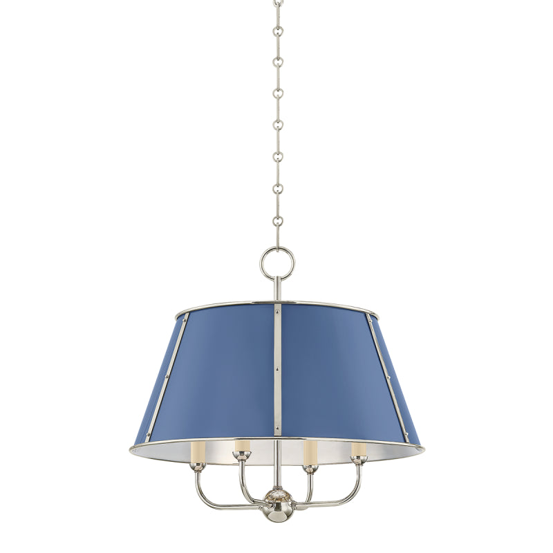 Hudson Valley MDS120 Cambridge 4-lt 20" Chandelier - Polished Nickel/Soft French Blue