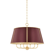 Hudson Valley MDS121 Cambridge 6-lt 29" Chandelier - Aged Brass/Soft Crimson
