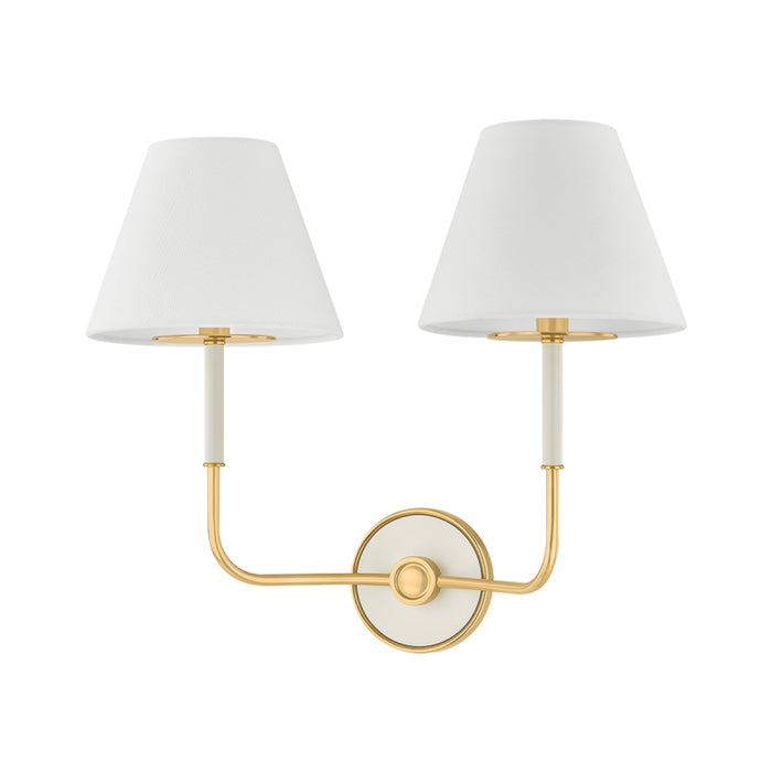 Hudson Valley MDS2201 Wedgewood 2-lt 19" Wall Sconce - Aged Brass/Off-White