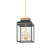 Hudson Valley MDS2400 Houghton 4-lt 13" LED Pendant - Aged Brass/Darkest Blue