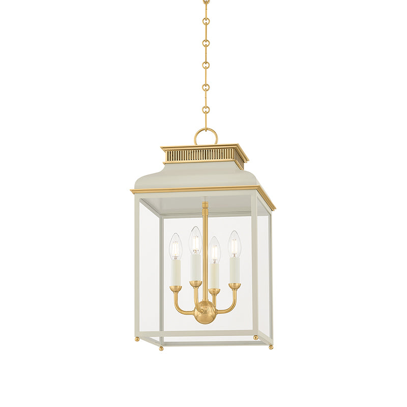 Hudson Valley MDS2400 Houghton 4-lt 13" LED Pendant - Aged Brass/Off White