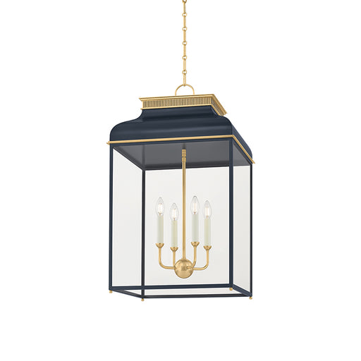 Hudson Valley MDS2401 Houghton 4-lt 19" LED Pendant - Aged Brass/Darkest Blue