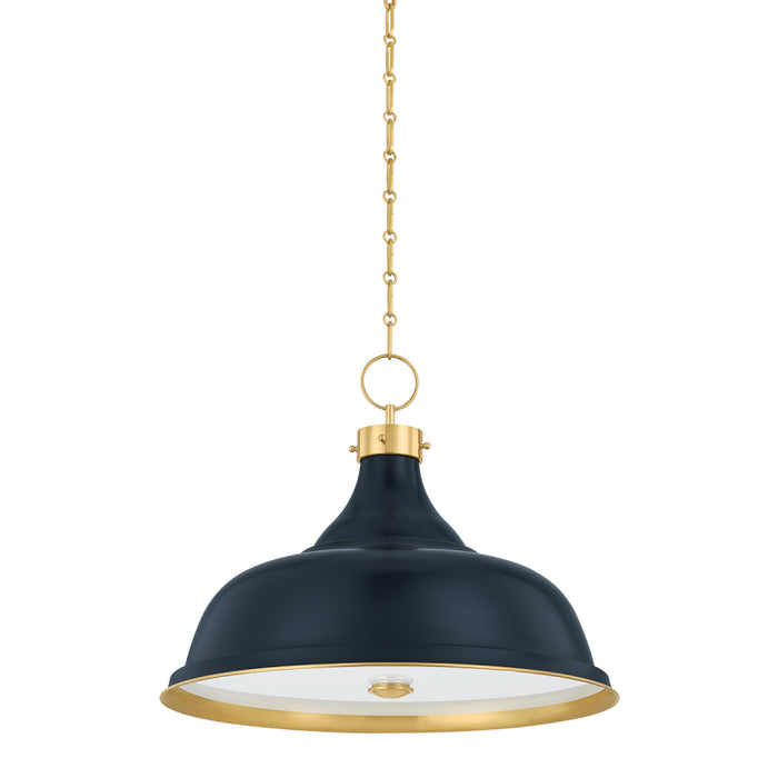 Hudson Valley MDS300L Painted No. 1 4-lt 24" Pendant - Aged Brass/Darkest Blue