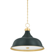 Hudson Valley MDS300L Painted No. 1 4-lt 24" Pendant - Aged Brass/Soft Studio Green