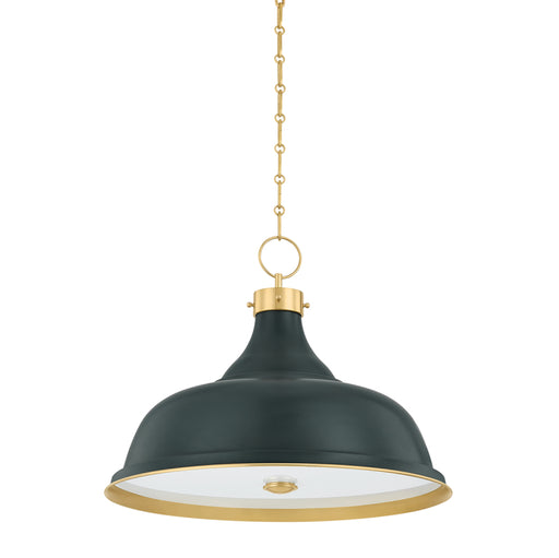 Hudson Valley MDS300L Painted No. 1 4-lt 24" Pendant - Aged Brass/Soft Studio Green