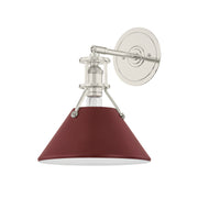 Hudson Valley MDS350 Painted No. 2 1-lt 12" Tall Wall Sconce - Polished Nickel/Soft Crimson