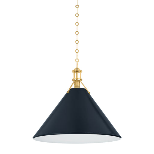Hudson Valley MDS352L Painted No. 2 1-lt 21" Pendant - Aged Brass/Darkest Blue