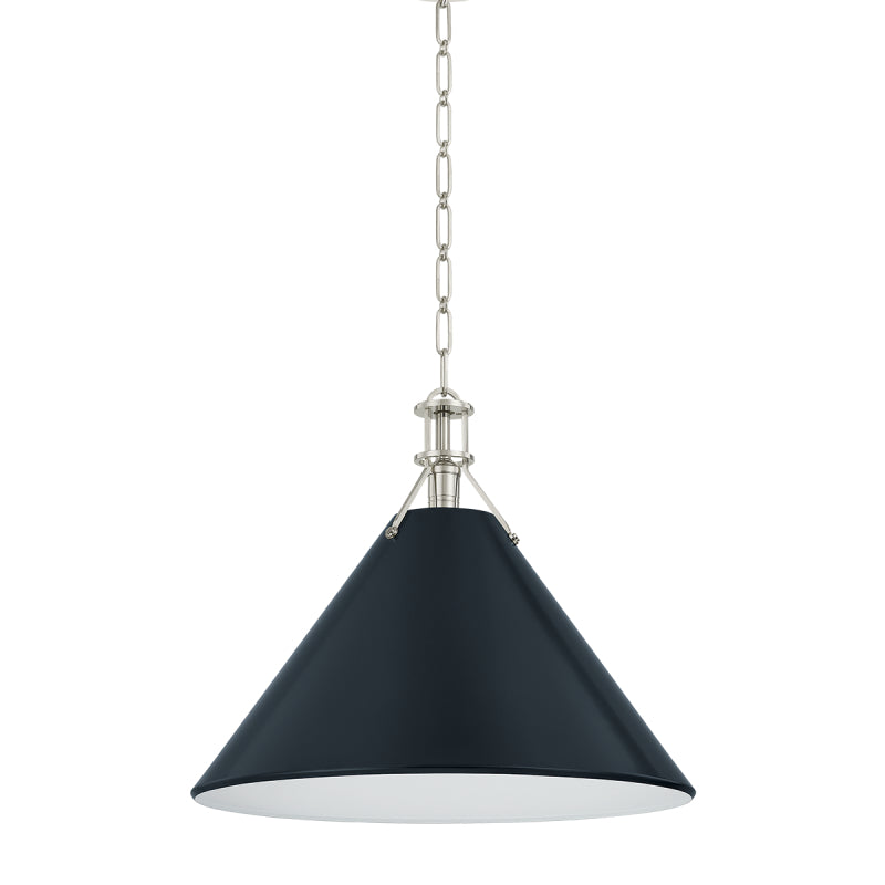 Hudson Valley MDS352L Painted No. 2 1-lt 21" Pendant - Polished Nickel/Darkest Blue