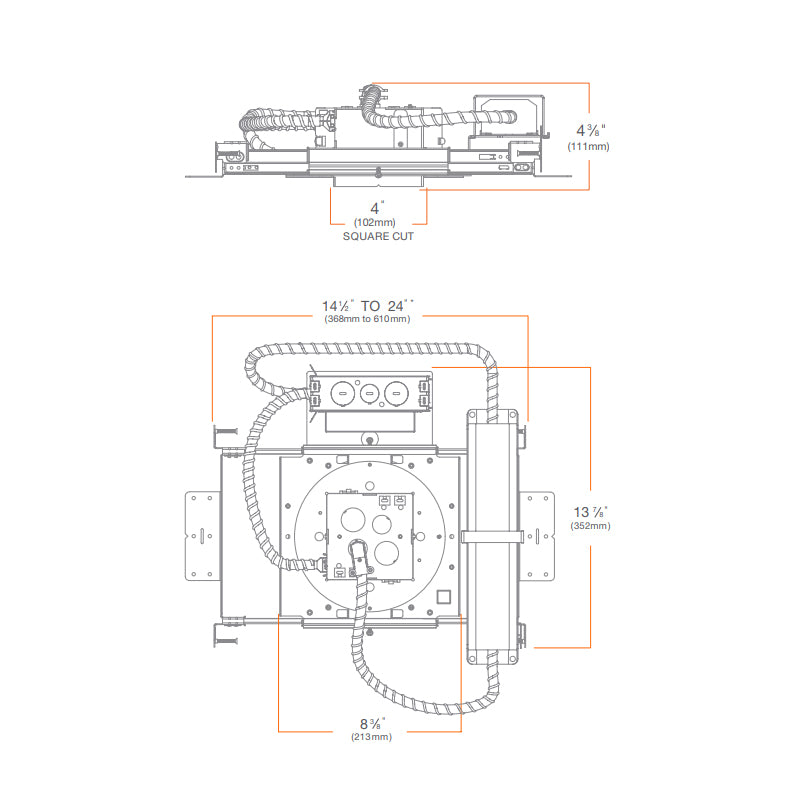 DMF M4NCSF M Series 4" Square New Construction Housing with EM Driver, Integrated Switch, Fire Rated