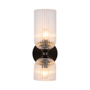 Alora Mood WV442612 Nelly 2-lt 12" Tall Vanity Light - Matte Black/Clear Ribbed Glass