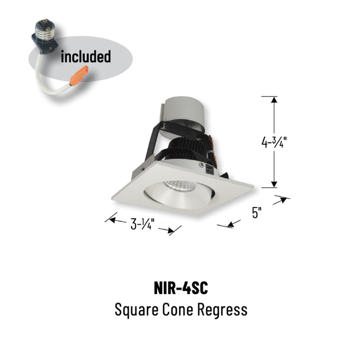 Nora NIR-4SC Iolite 4" Square Adjustable Cone Reflector Retrofit