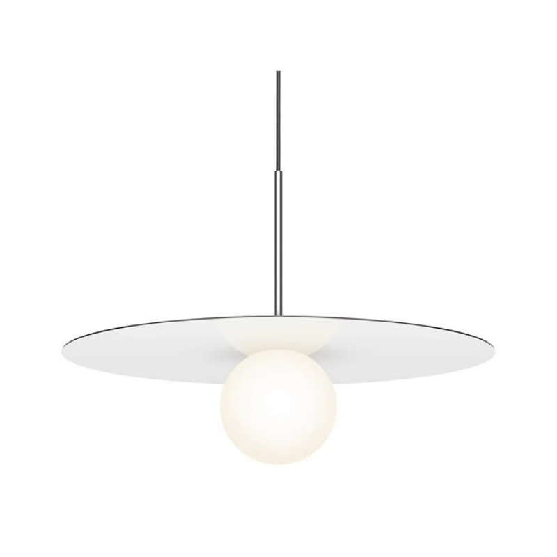 Pablo Designs Bola Disc 22" LED Pendant - Matte White/Chrome