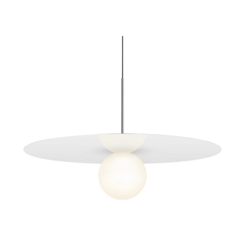 Pablo Designs Bola Disc 32" LED Pendant - Gloss White/Chrome