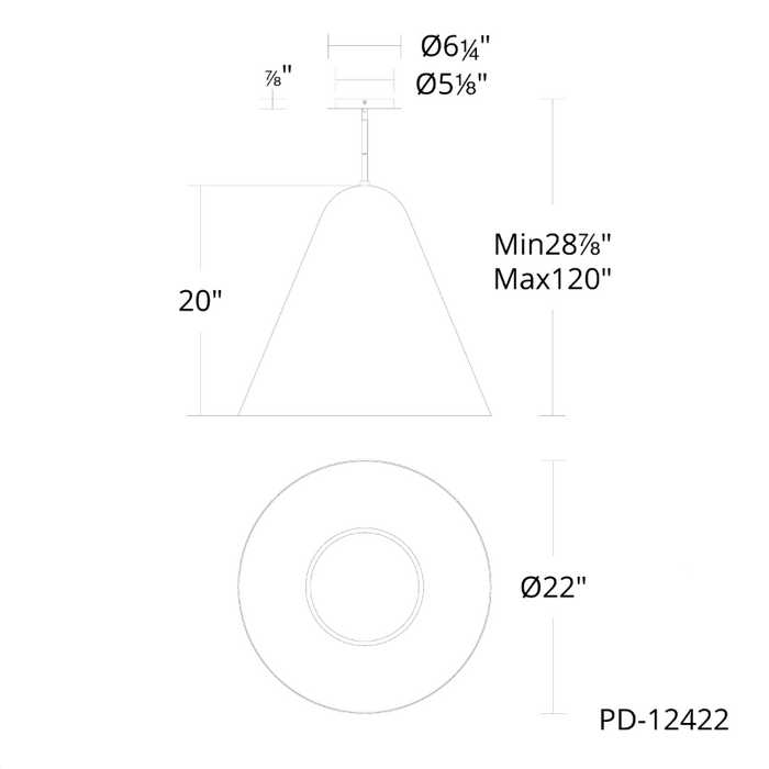 Modern Forms PD-12422 Taper 22" LED Pendant