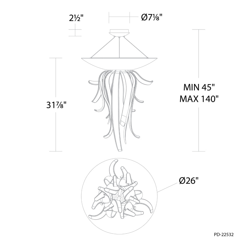 Modern Forms PD-22532 Tendril 1-lt 26" LED Pendant