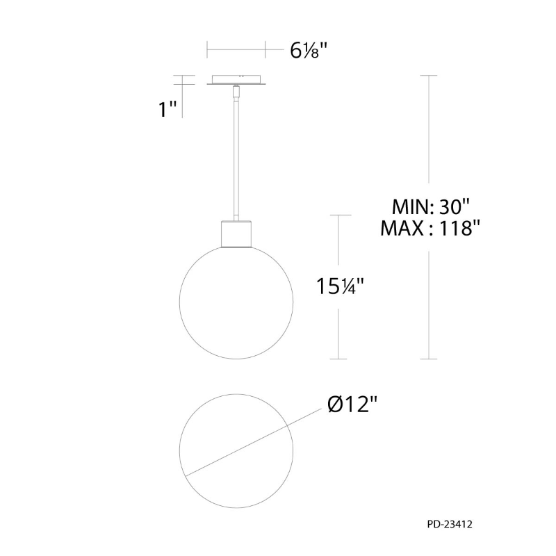 dweLED PD-23412 Gaze 1-lt 12" LED Pendant