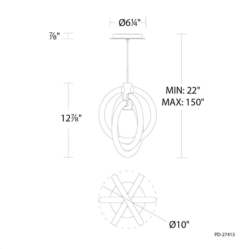 dweLED PD-27413 Knot 3-lt 10" LED Pendant