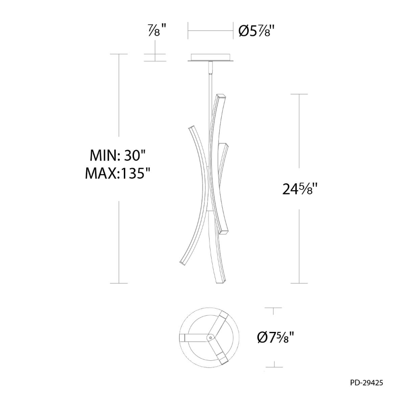 dweLED PD-29425 Tusk 3-lt 8" LED Pendant