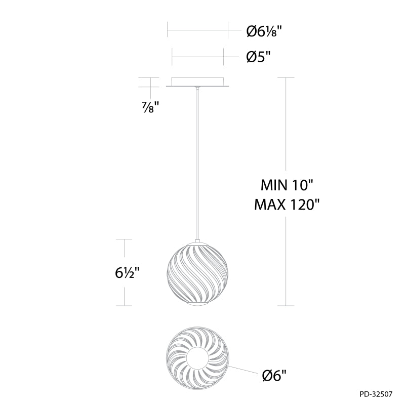 Modern Forms PD-32507 Swirly 1-lt 6" LED Pendant