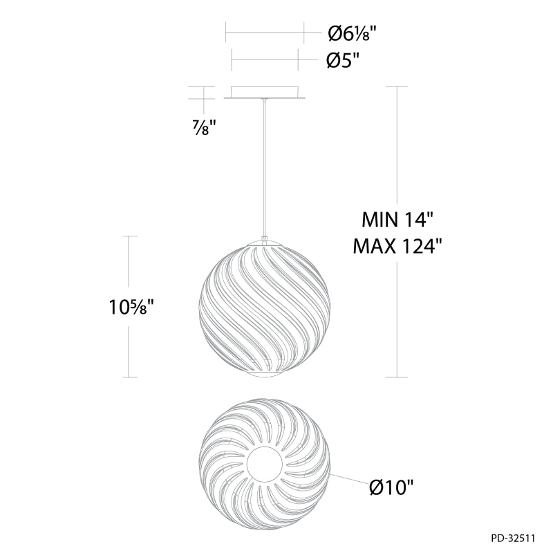 Modern Forms PD-32511 Swirly 1-lt 10" LED Pendant