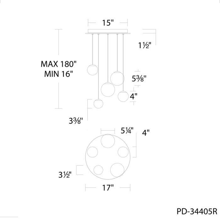 Modern Forms PD-34405R Pisces 5-lt 17" LED Pendant