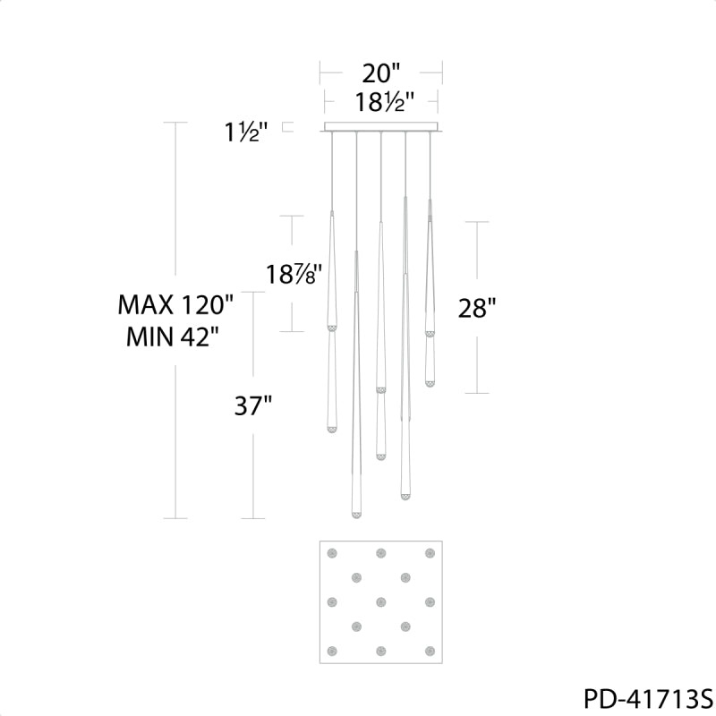 Modern Forms PD-41713S Cascade 13-lt 20" LED Round Pendant
