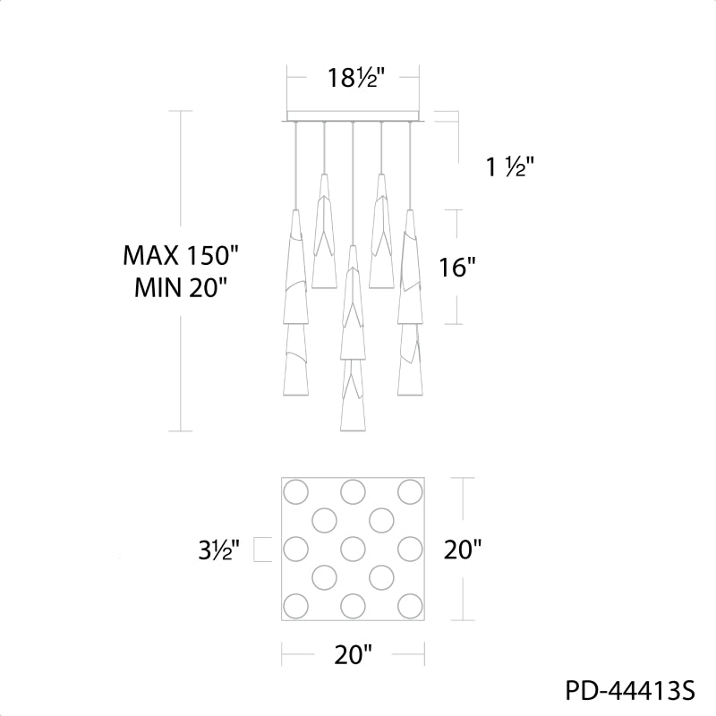Modern Forms PD-44413S Kilt 13-lt 20" LED Pendant