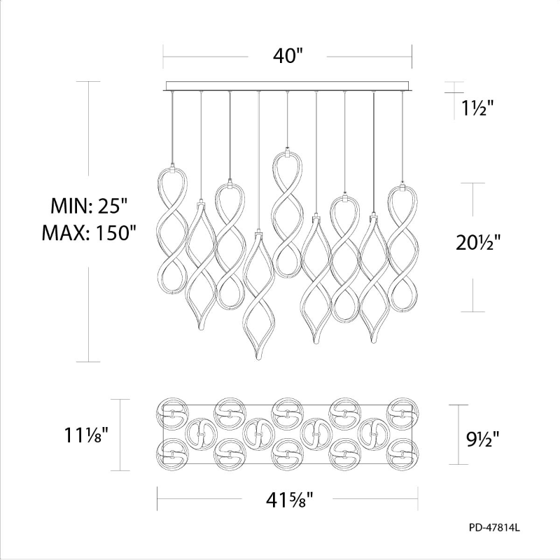 dweLED PD-47814L Interlace 14-lt 42" LED Linear Pendant