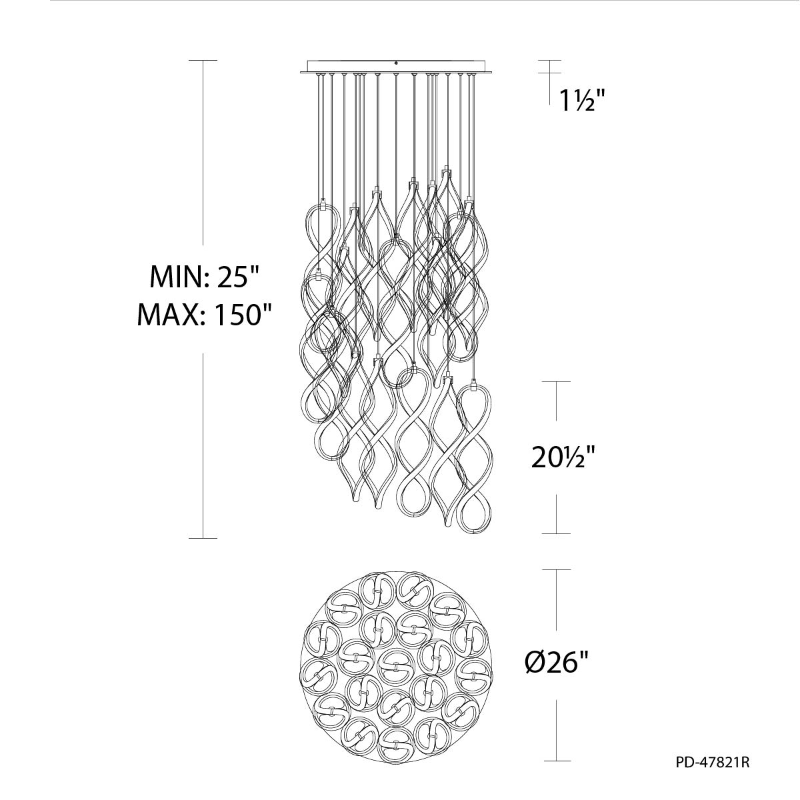 dweLED PD-47821R Interlace Round 21-lt 26" LED Pendant