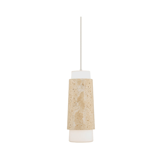 Modern Forms PD-5513 Chauncey 1-lt 5" LED Pendant - Beige Travertine/Aged Brass