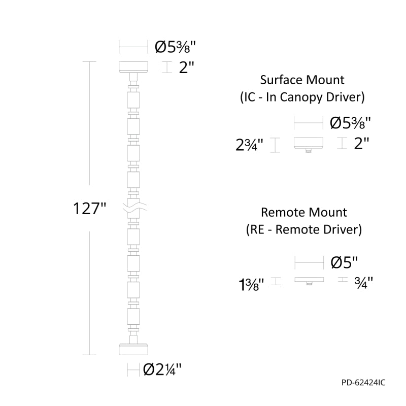 Modern Forms PD-62424RE Entice 122" LED Chandelier, Remote Mount