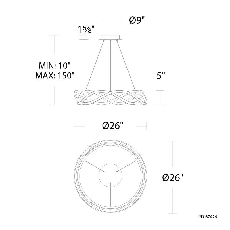 dweLED PD-67426 Swerve 2-lt 26" LED Chandelier