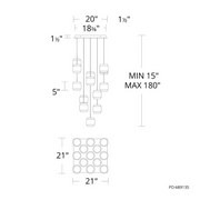 dweLED PD-68913S Banded 13-lt 21" LED Multi Light Pendant, CCT Selectable