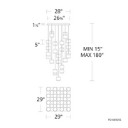 dweLED PD-68925S Banded 25-lt 29" LED Multi Light Pendant, CCT Selectable