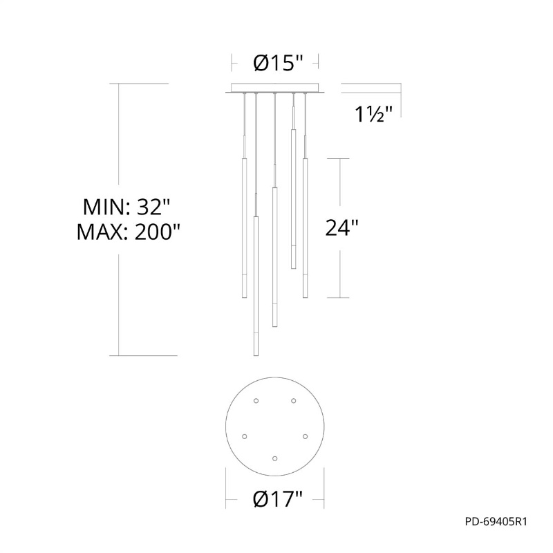 dweLED PD-69405R1 Viggo Round 5-lt 17" LED Pendant