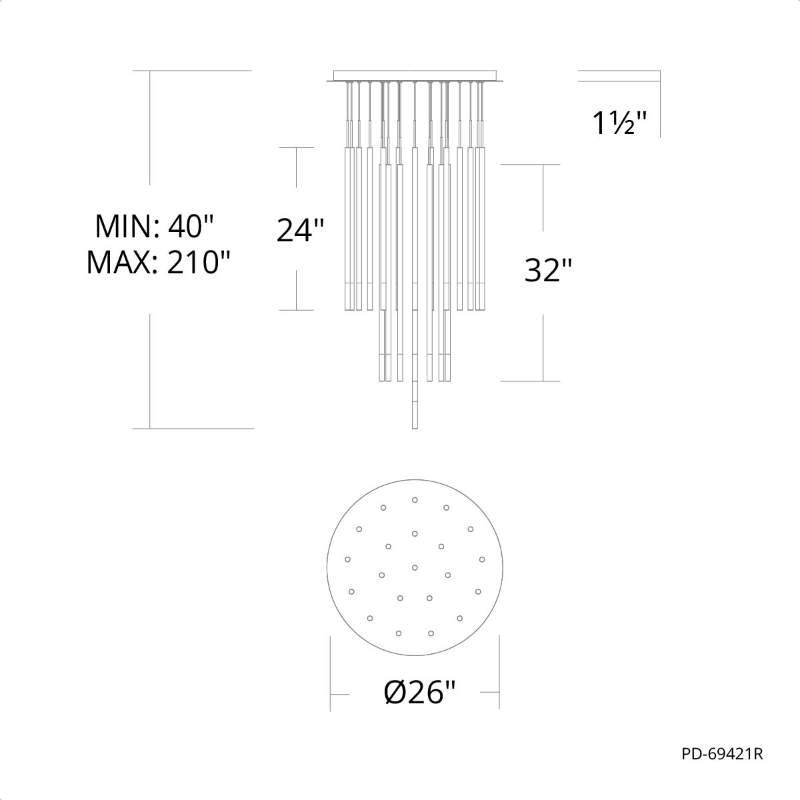 dweLED PD-69421R Viggo Round 21-lt 26" LED Pendant
