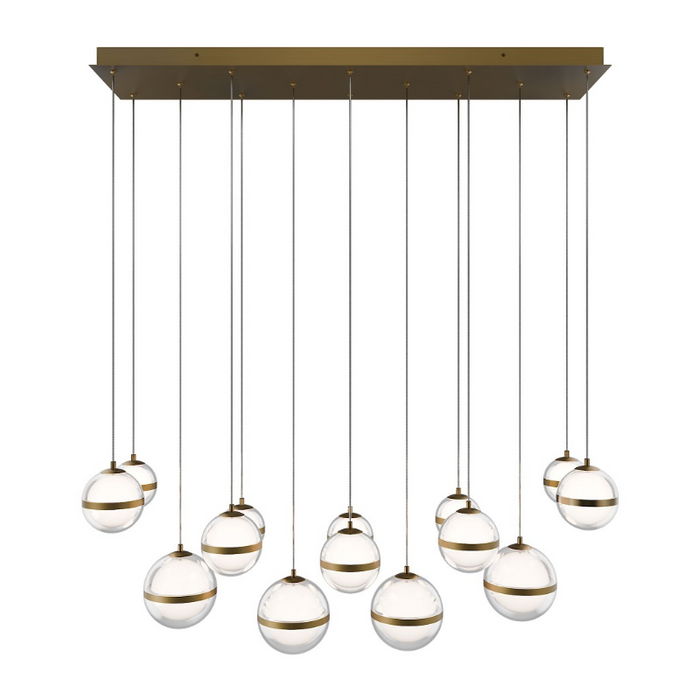 dweLED PD-77514L Cyllindra 14-lt 42" LED Multi Light Pendant, CCT Selectable - Aged Brass