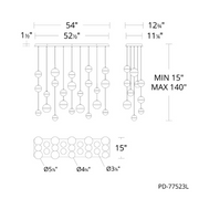 dweLED PD-77523L Cyllindra 23-lt 54" LED Multi Light Pendant, CCT Selectable