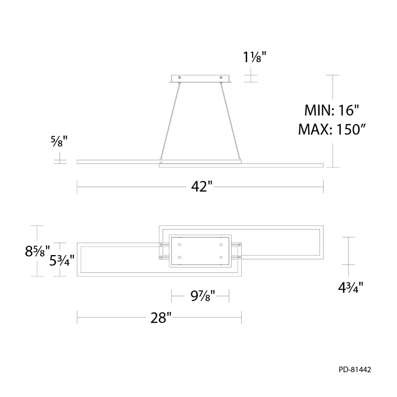 dweLED PD-81442 Double Entendre 2-lt 42" LED Pendant